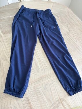 White Cross Navy Drawstring Women's Jogger Pants